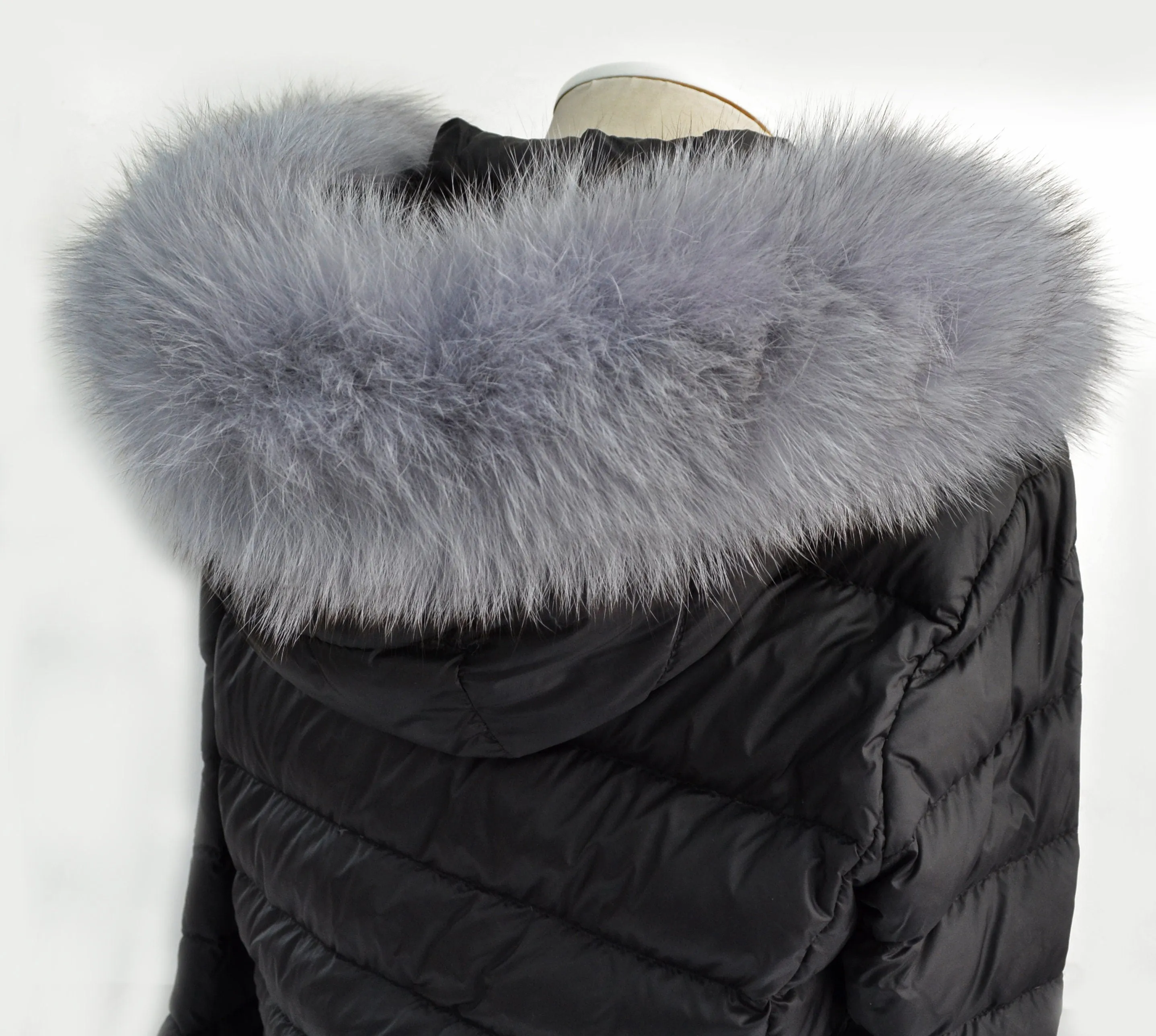 Large Gray Fox Fur Trim, Collar for Hood (PIECES), 80 cm