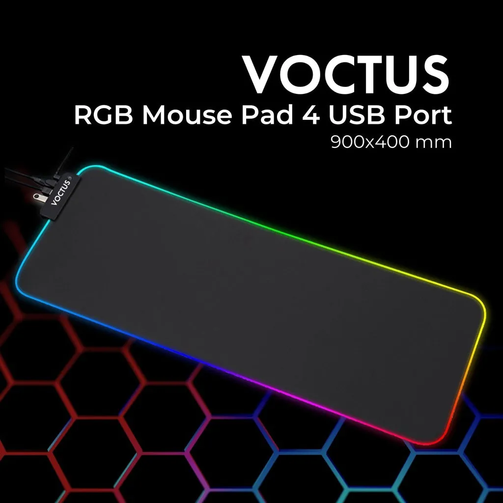 Large RGB Mouse Pad, 4 USB Ports, Anti-slip, Voctus