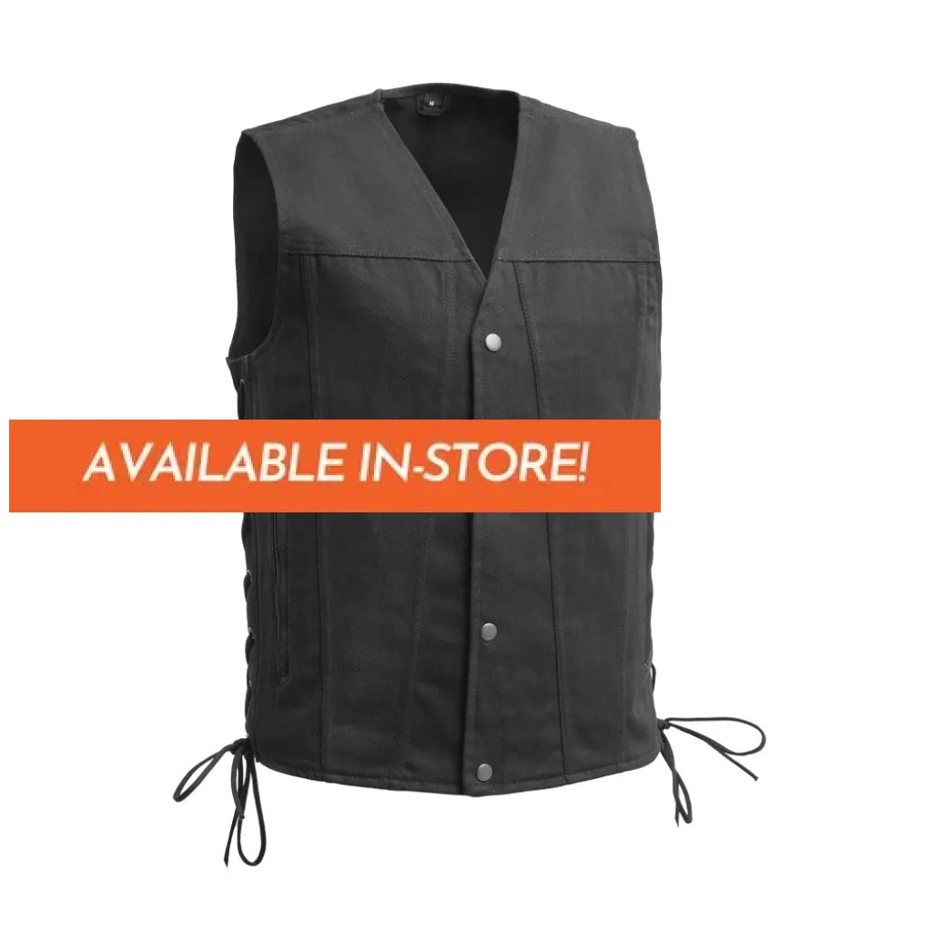 Lone Star Men's Motorcycle Twill Vest - Extreme Biker Leather