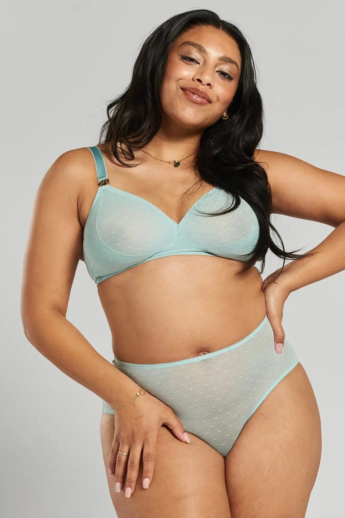 Lotus Recycled-Lace Fuller-Cup Soft Bralette - Fjordland Green