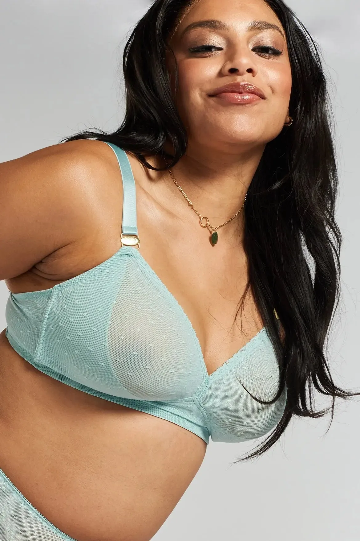 Lotus Recycled-Lace Fuller-Cup Soft Bralette - Fjordland Green