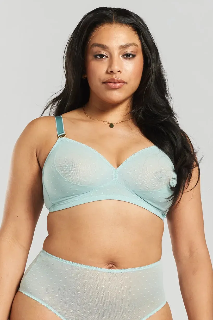 Lotus Recycled-Lace Fuller-Cup Soft Bralette - Fjordland Green