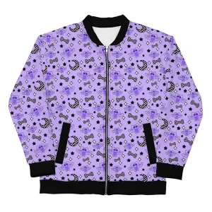 Magical Kawaii Spooky Bats Purple Unisex Bomber Jacket