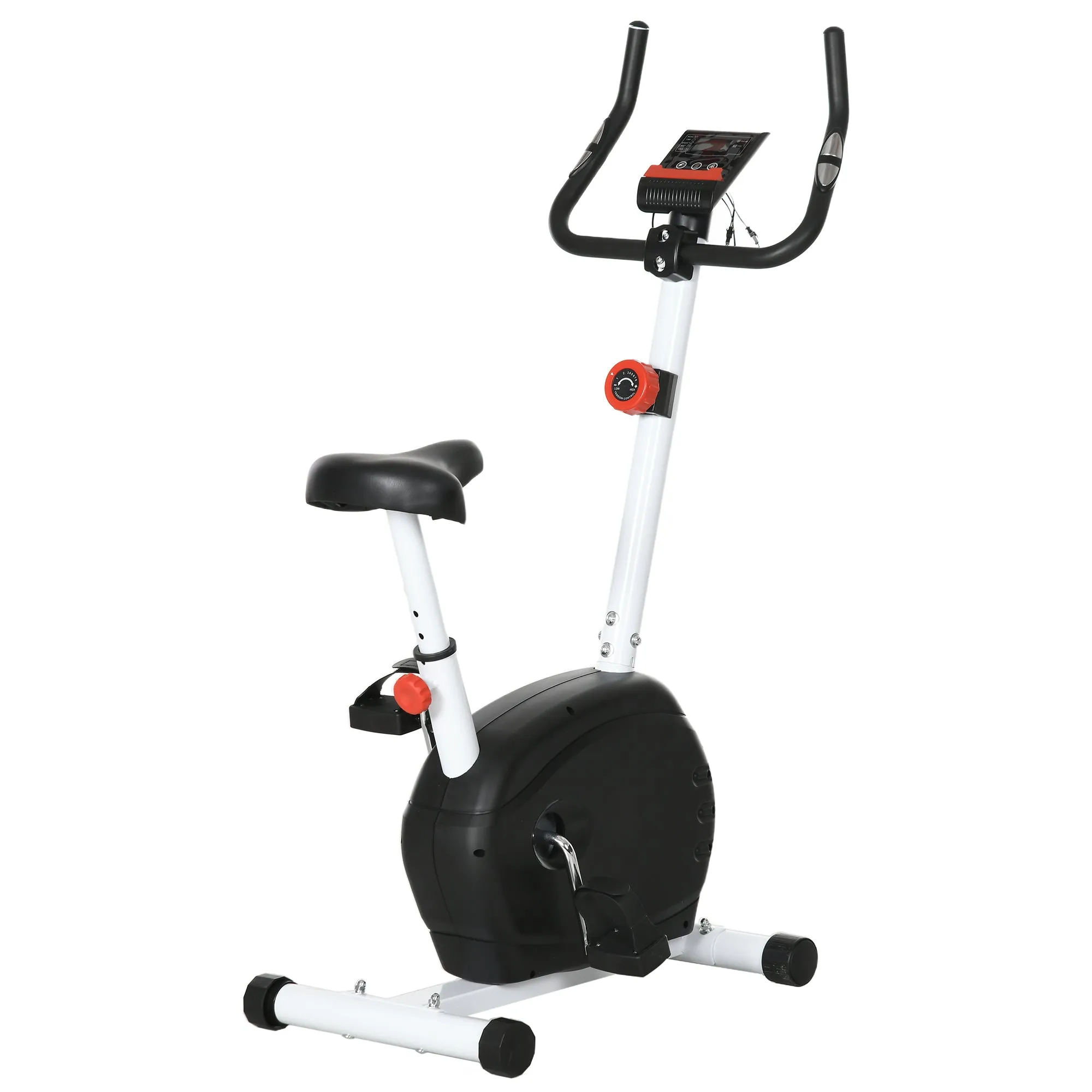 Magnetic Exercise Bike with 8-Level Resistance and Wheels, White