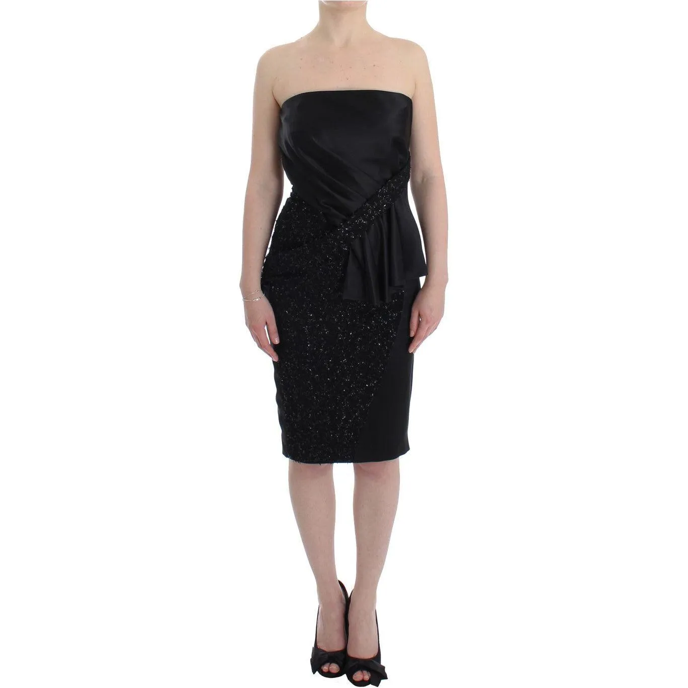 Masha Ma Elegant Strapless Black Dress