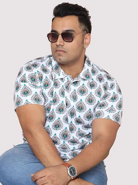 Men Plus Size Ethinic Pattern Digital Printed Polo Collar T-shirt