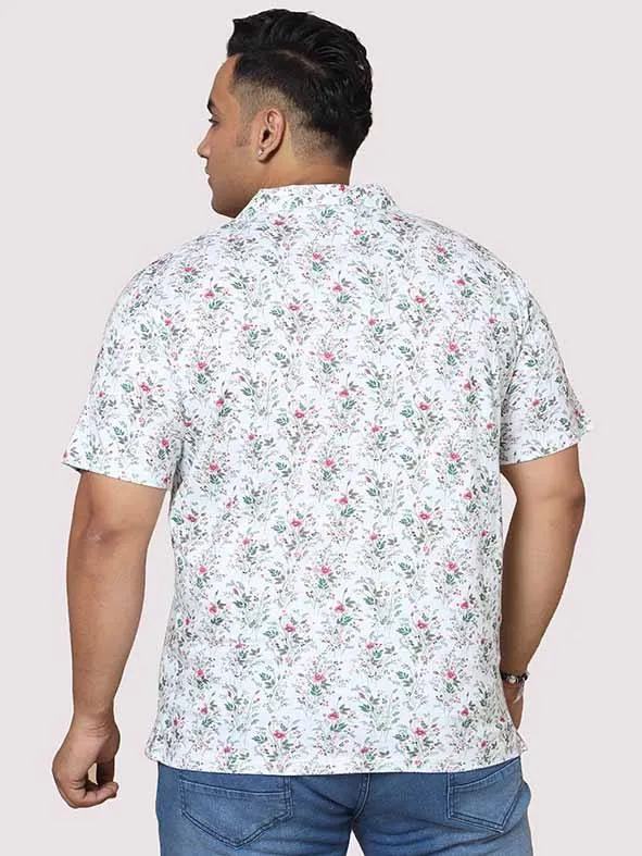 Men Plus Size Flora Bunch Digital Printed Polo Collar T-shirt