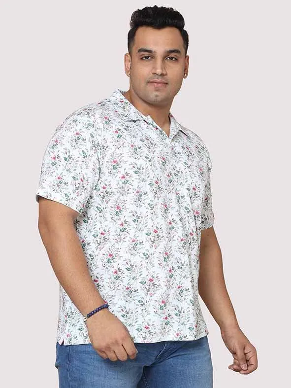 Men Plus Size Flora Bunch Digital Printed Polo Collar T-shirt