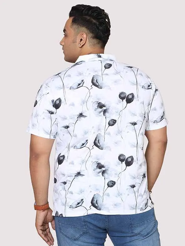 Men Plus Size Happy Flower Digital Printed Polo Collar T-shirt