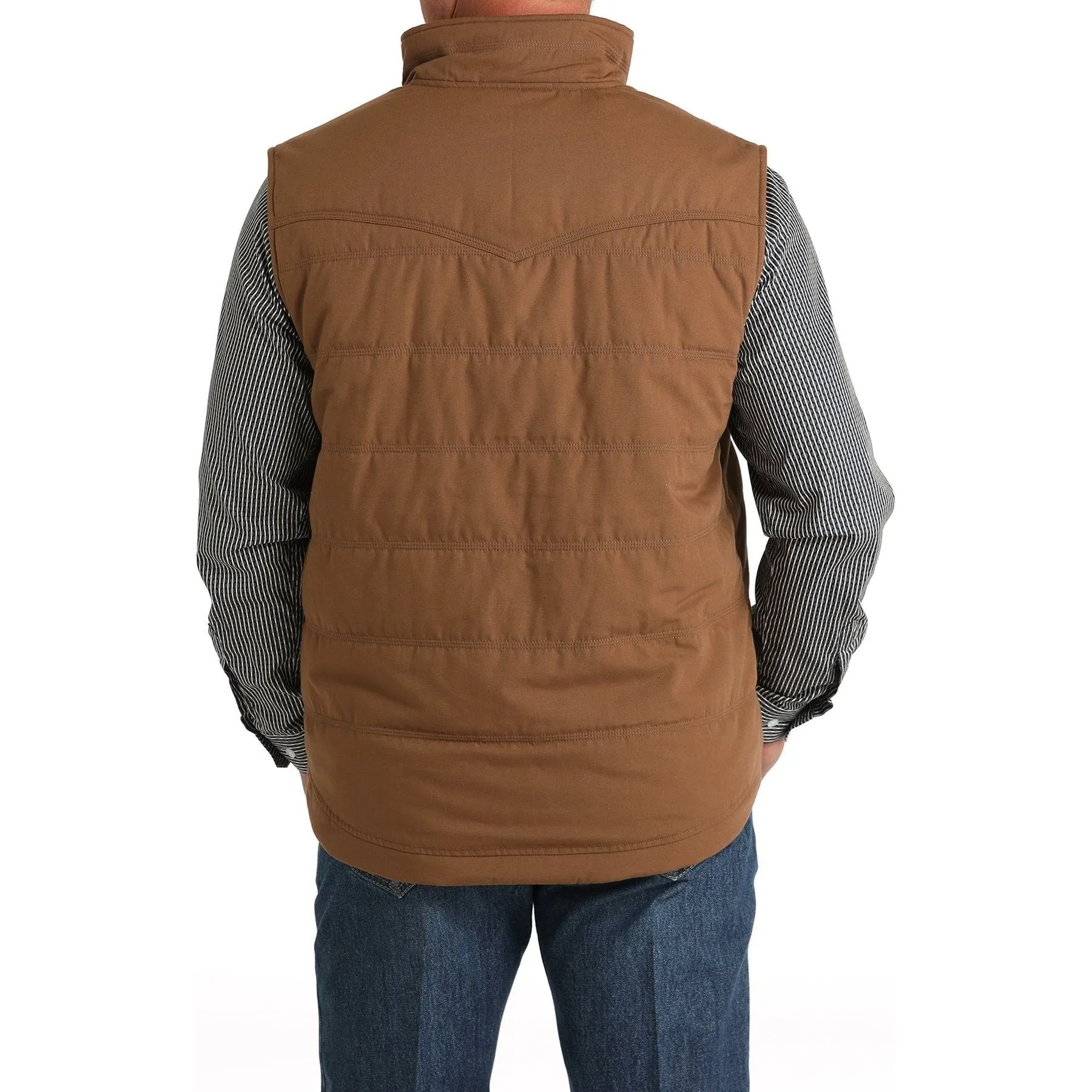 Men' s Cinch Wax Coated Quilted Vest - Brown