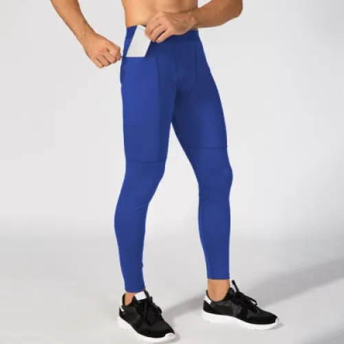 Men Seamless Quick-Drying Zip Phone Pocket Sports Tights