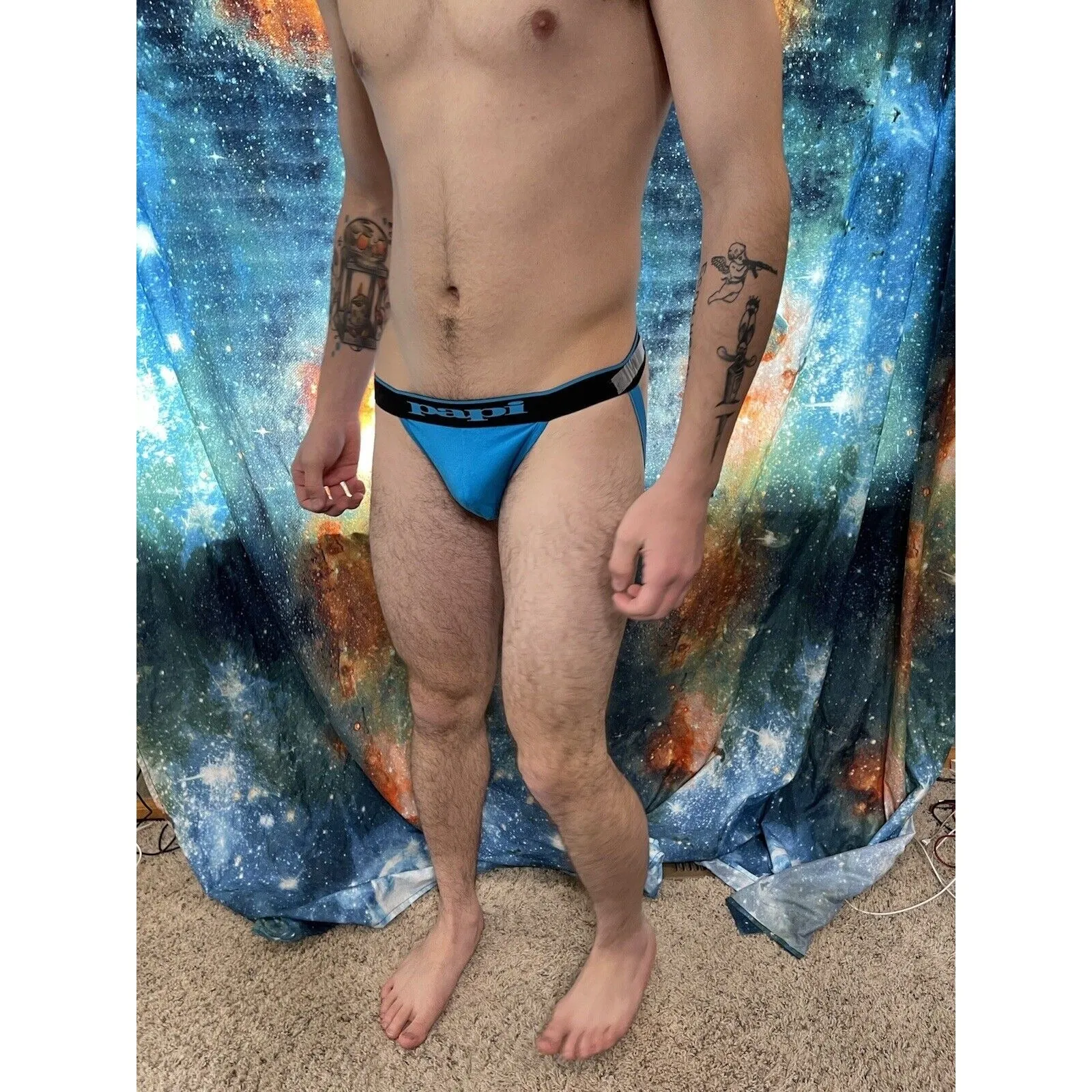 Men's Aqua blue papi jock jockstrap One (1) Medium