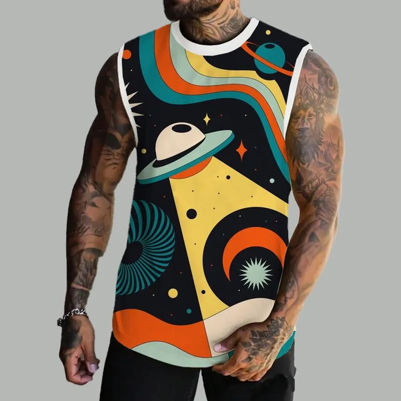 MEN'S BASIC PRINTED ROUND NECK VEST 55289715YM