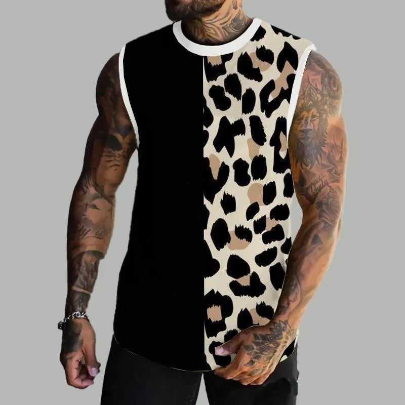 MEN'S BASIC PRINTED ROUND NECK VEST 80222410YM