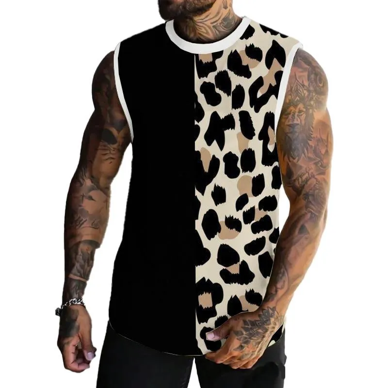 MEN'S BASIC PRINTED ROUND NECK VEST 80222410YM