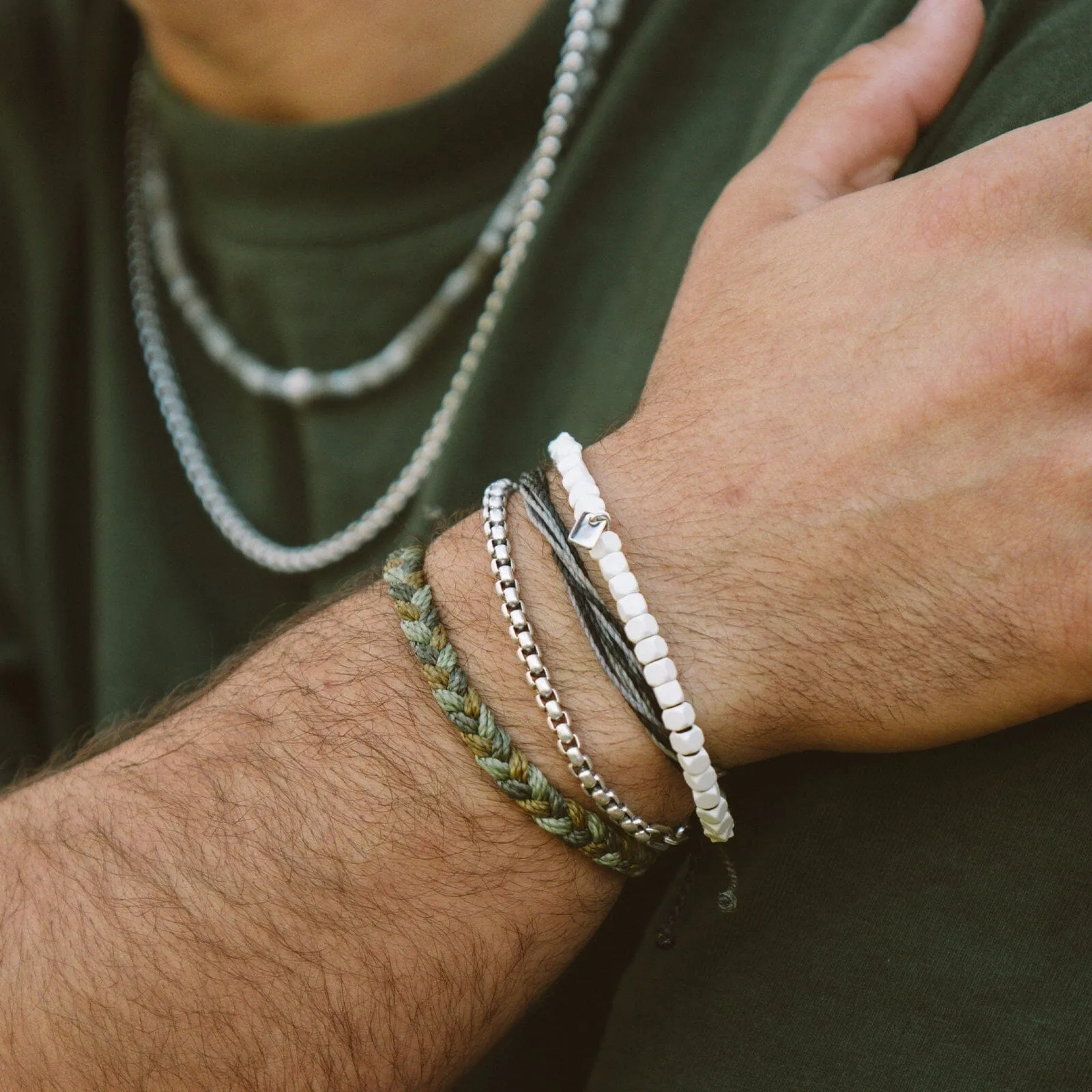 Men's Coated Hematite Stretch Bracelet