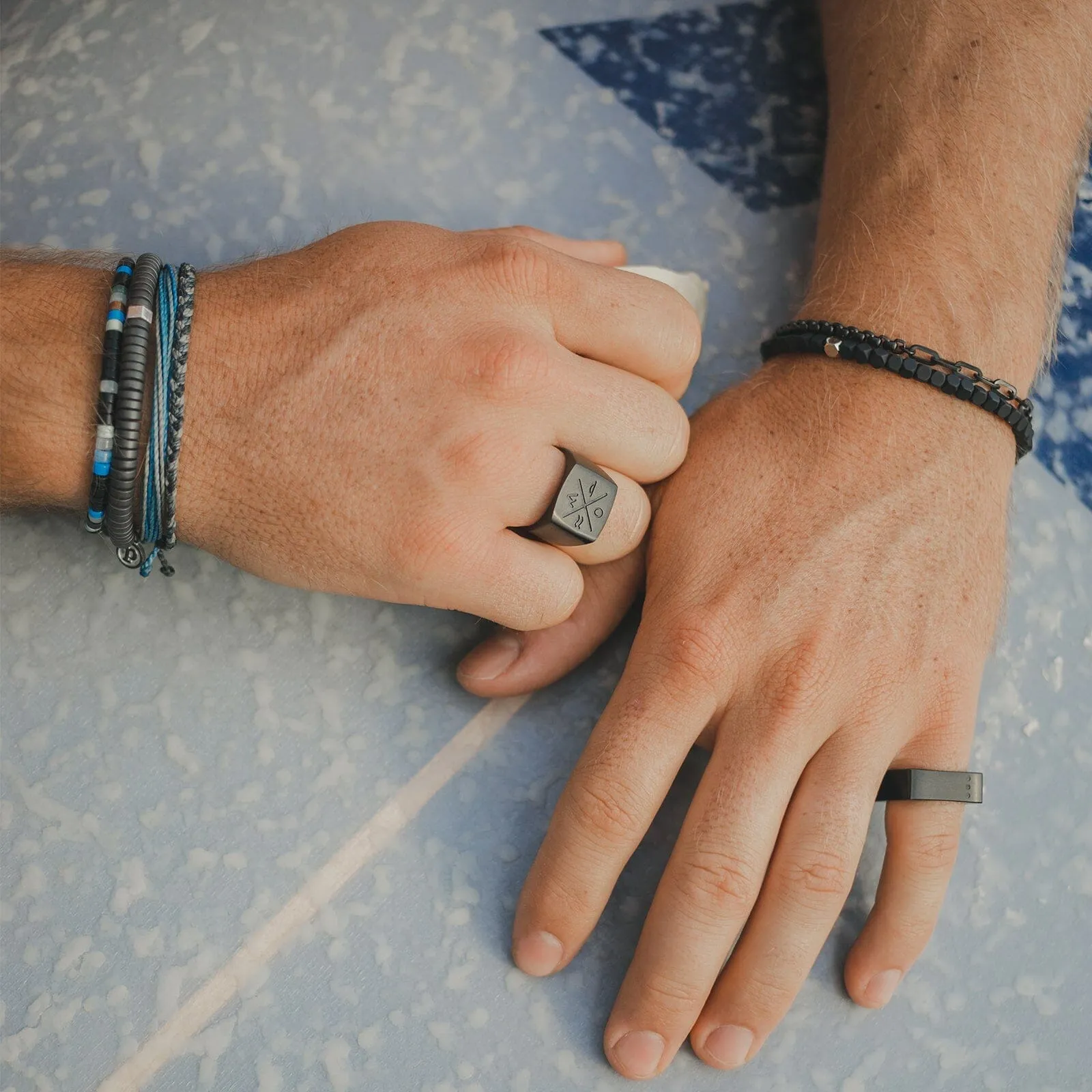 Men's Coated Hematite Stretch Bracelet