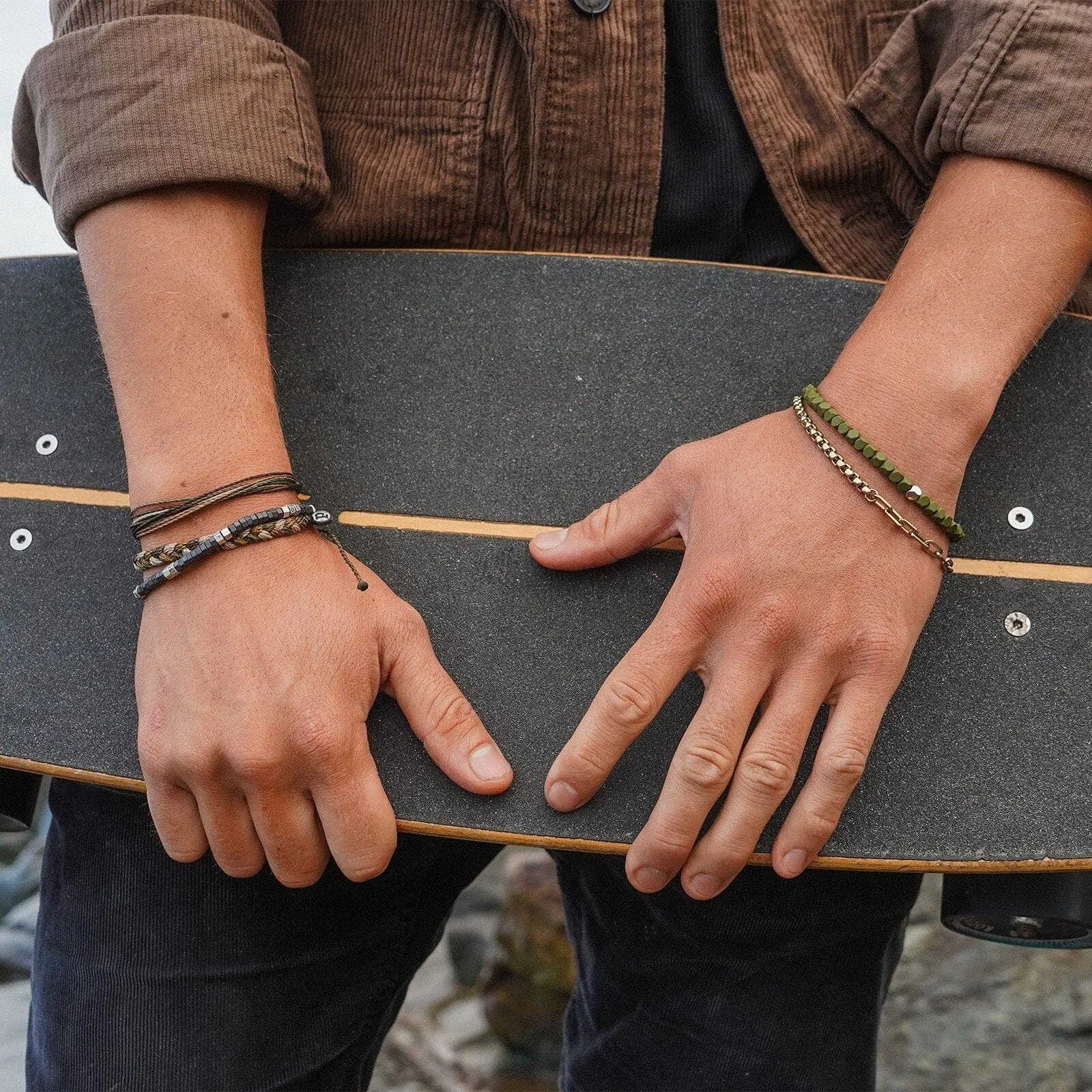 Men's Coated Hematite Stretch Bracelet