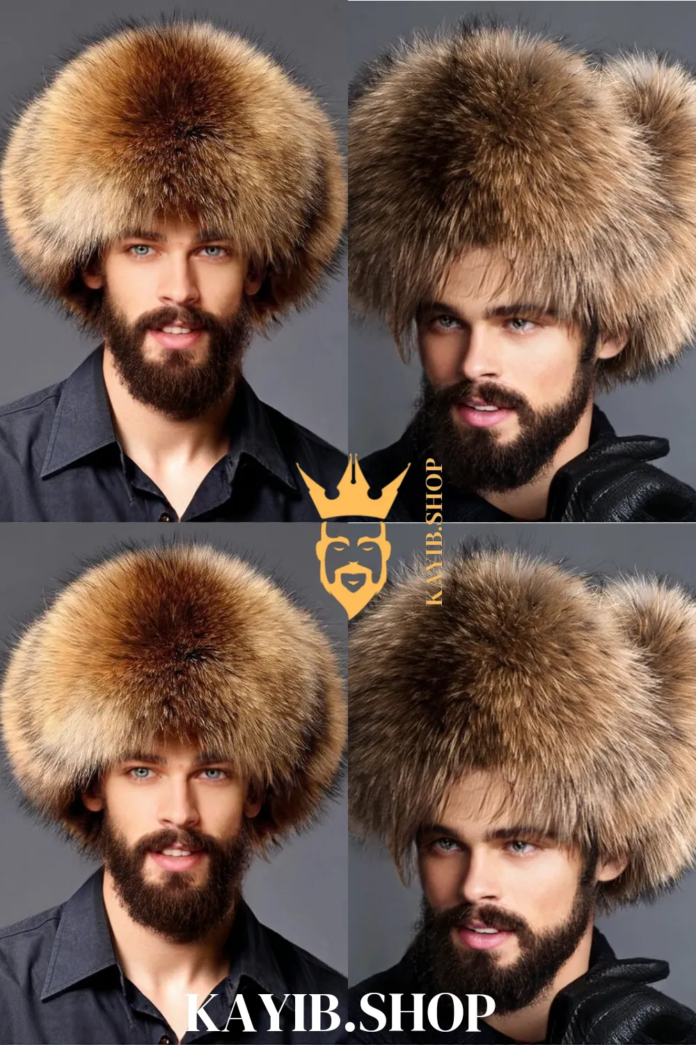 Men's Hat With Earflaps Warm Snow Caps Russian Bomber Cap, 100% Rabbit Fur Hat