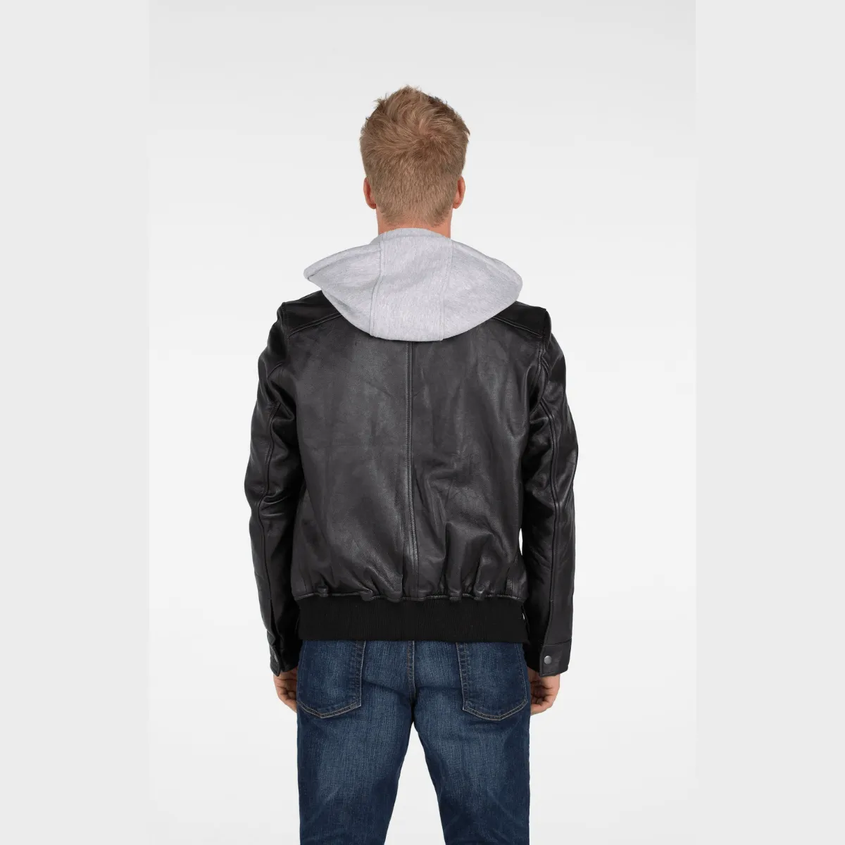 Men's Lambskin Hooded Leather Bomber Jacket