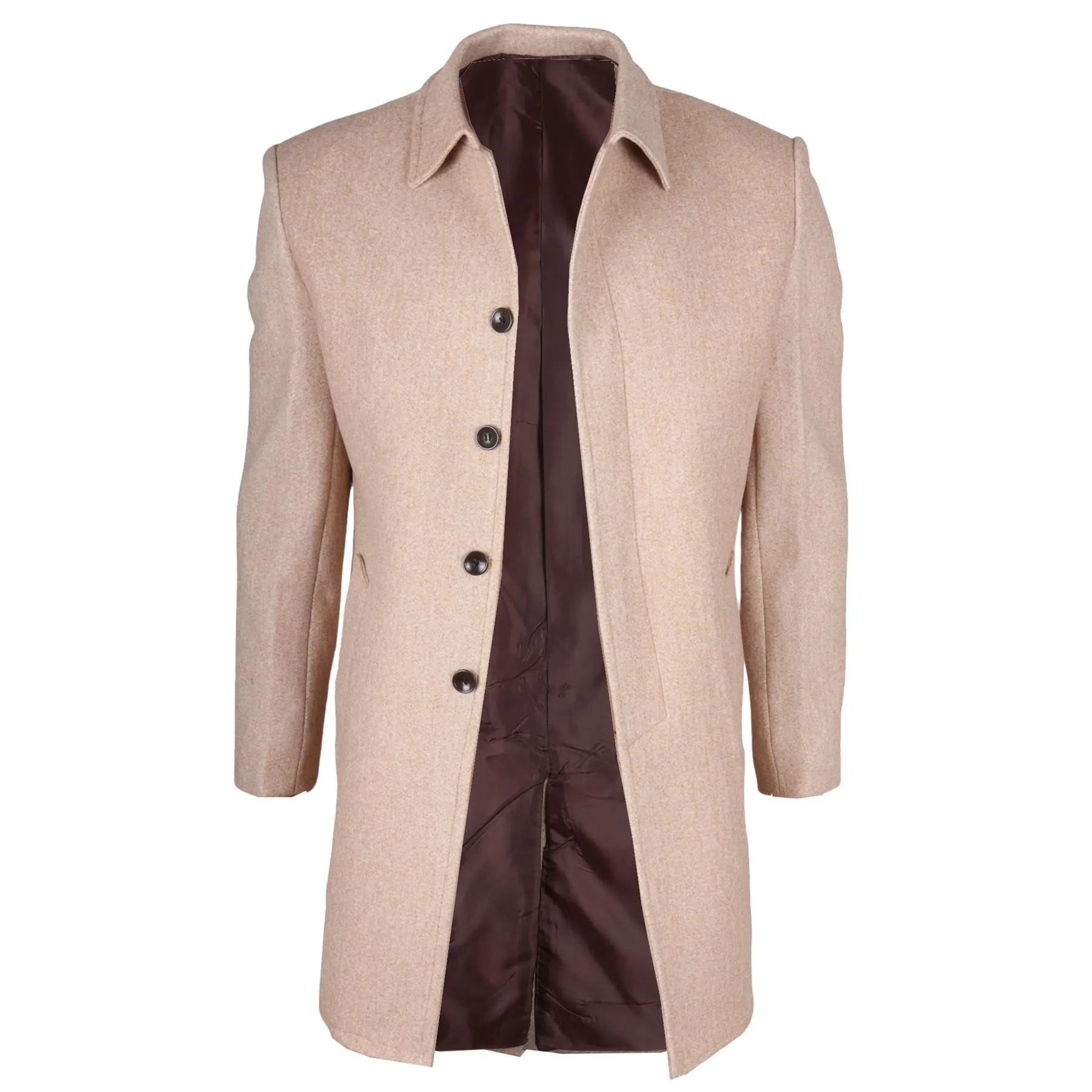 Men's Overcoat Classic Collar Wool Blend Classic Trench Coat Winter Jacket