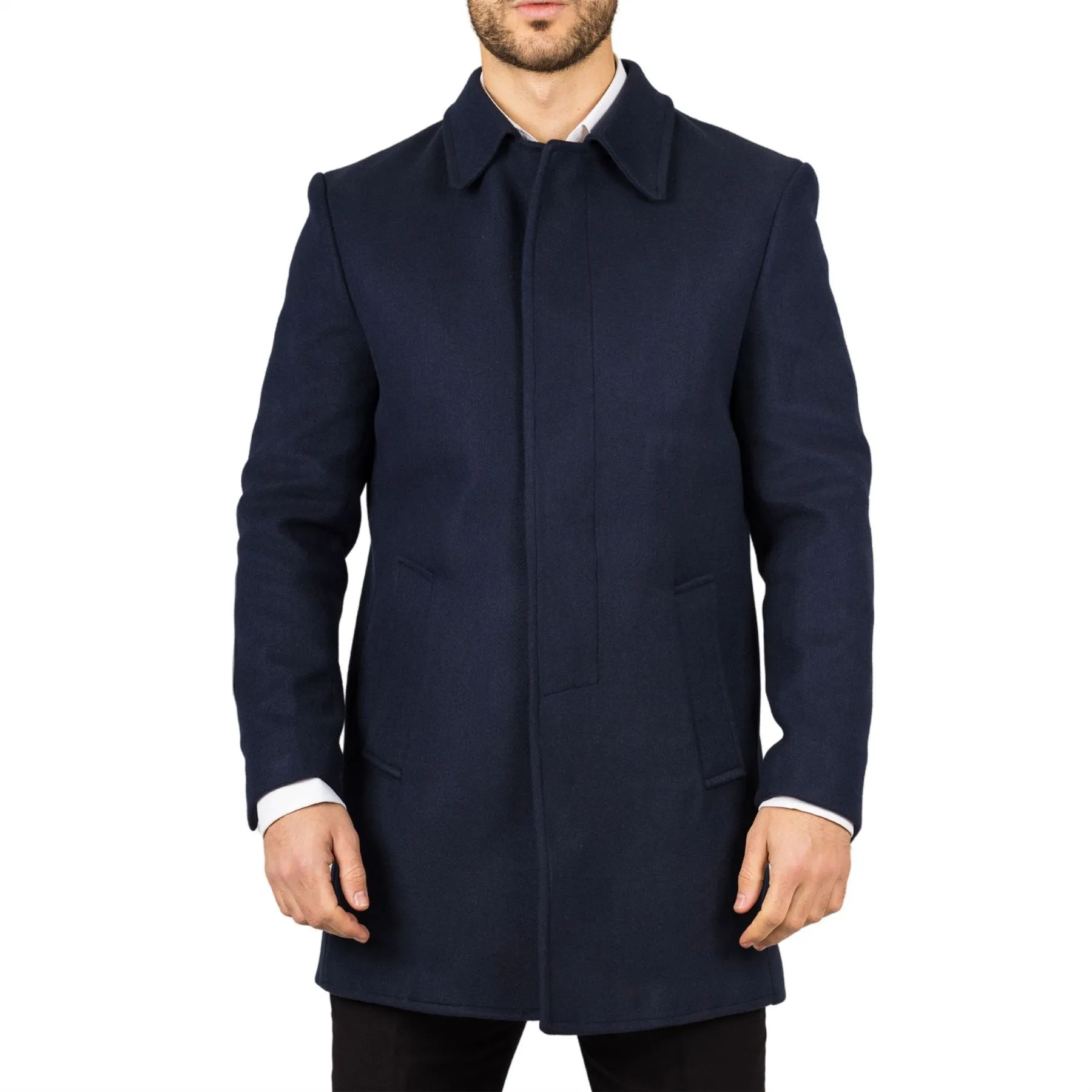 Men's Overcoat Classic Collar Wool Blend Classic Trench Coat Winter Jacket