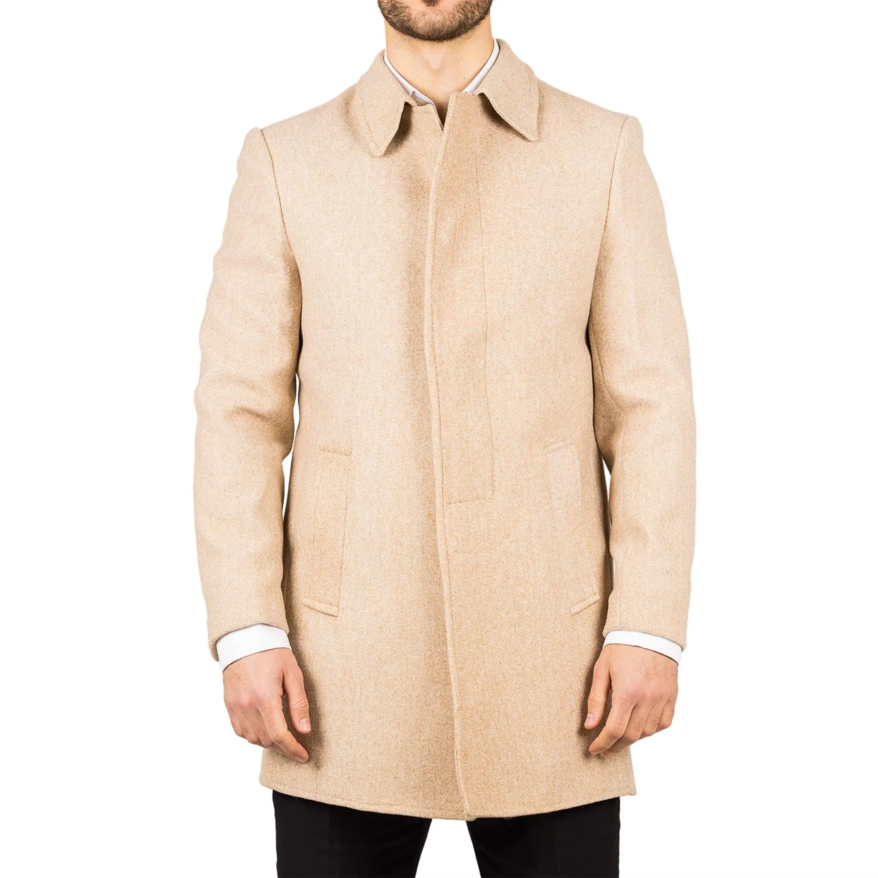 Men's Overcoat Classic Collar Wool Blend Classic Trench Coat Winter Jacket