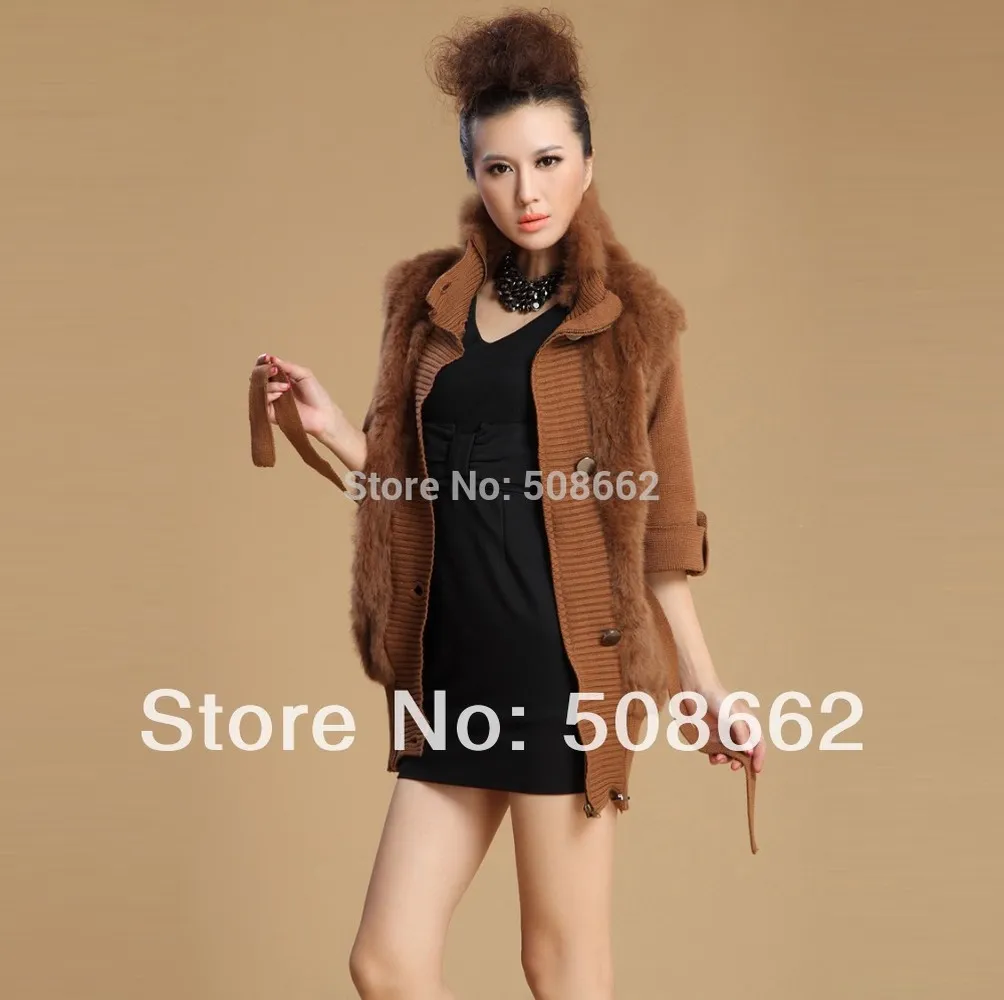 Natural Rabbit Fur Coat Jacket Overcoat Fur Coat Women