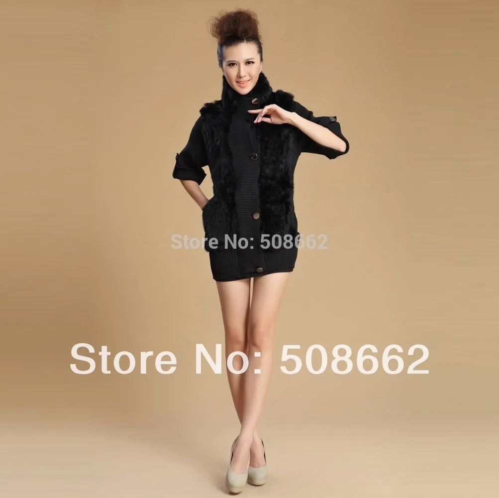 Natural Rabbit Fur Coat Jacket Overcoat Fur Coat Women