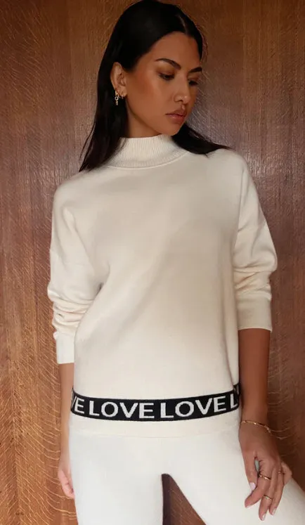 NEVERFULLY DRESSED Cream Love Jumper