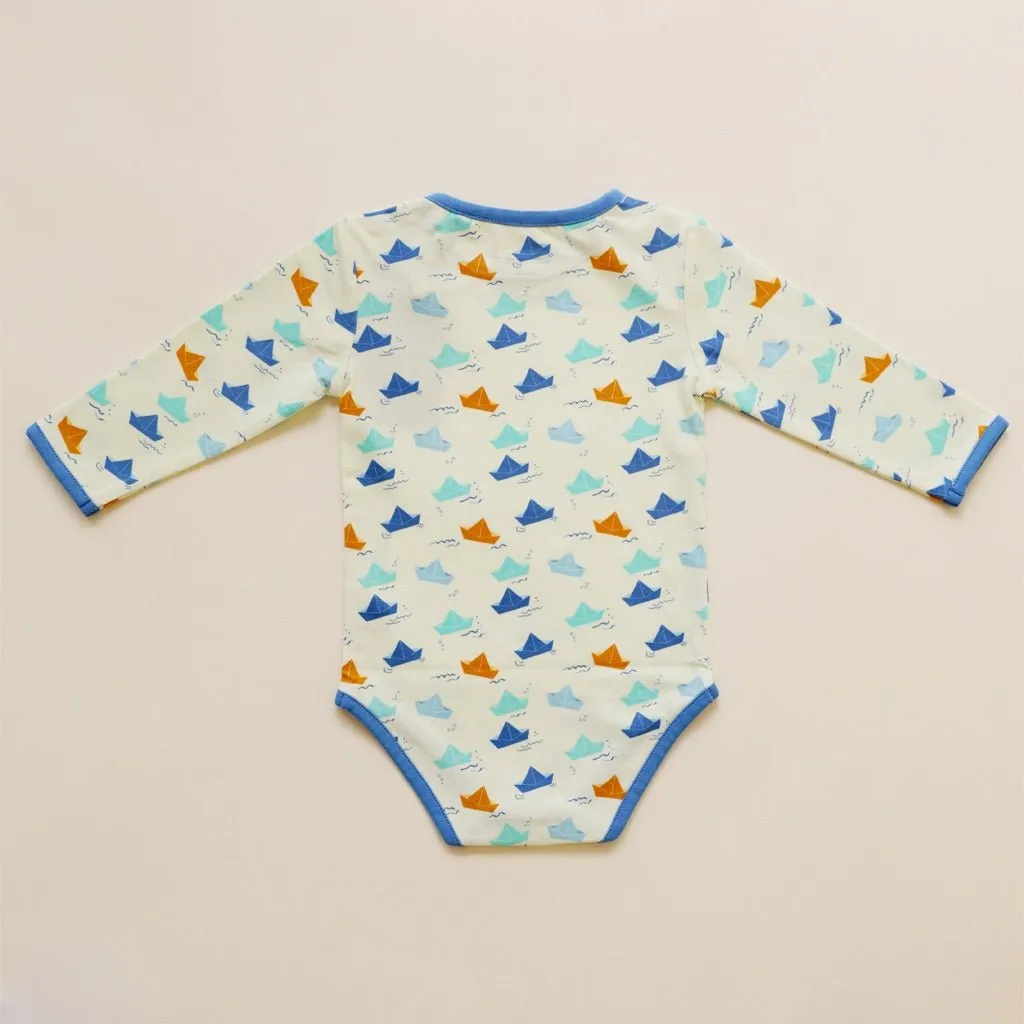 Organic Cotton Full Sleeve Bodysuit- Paper Boat