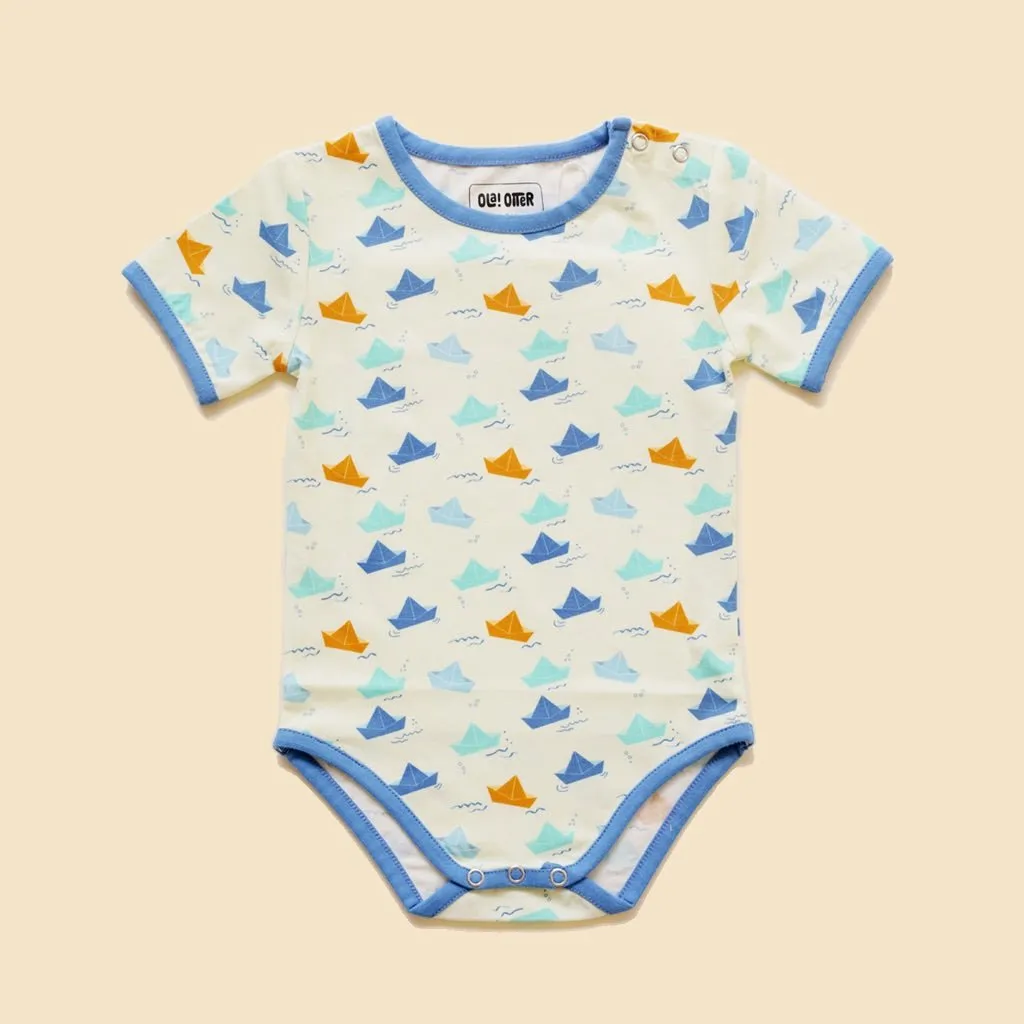 Organic Cotton Half Sleeves Bodysuit- Paper Boat