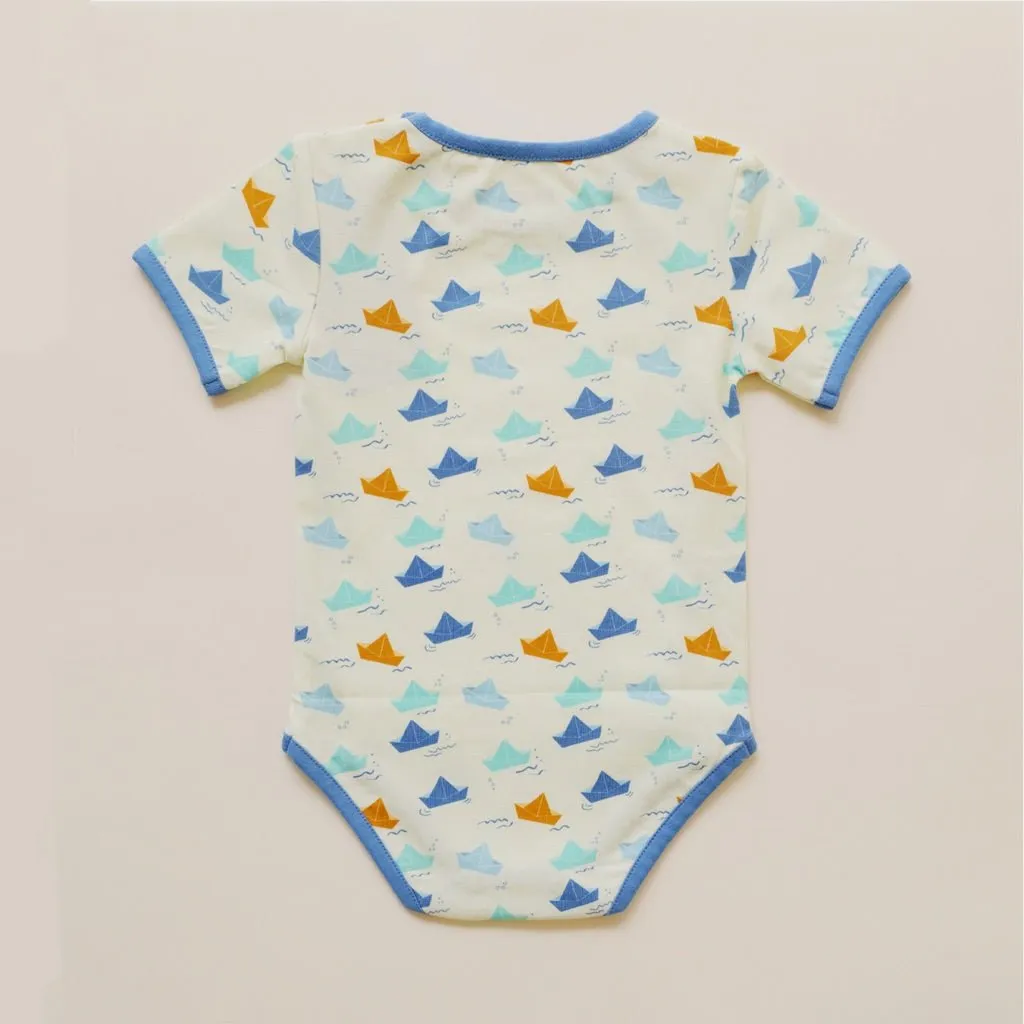 Organic Cotton Half Sleeves Bodysuit- Paper Boat