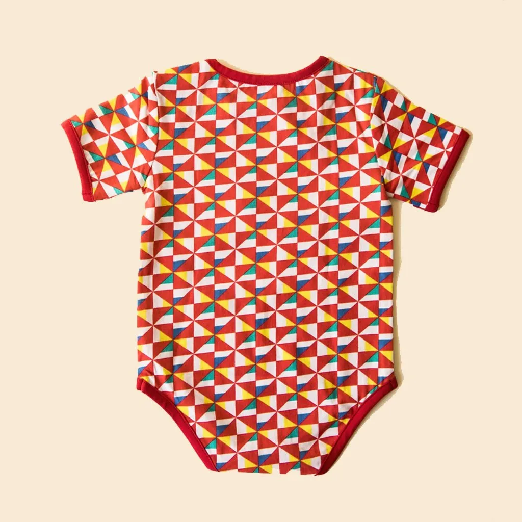 Organic Cotton Half Sleeves Bodysuit- Pinwheel Parade