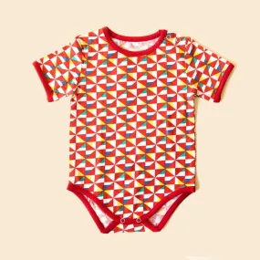 Organic Cotton Half Sleeves Bodysuit- Pinwheel Parade