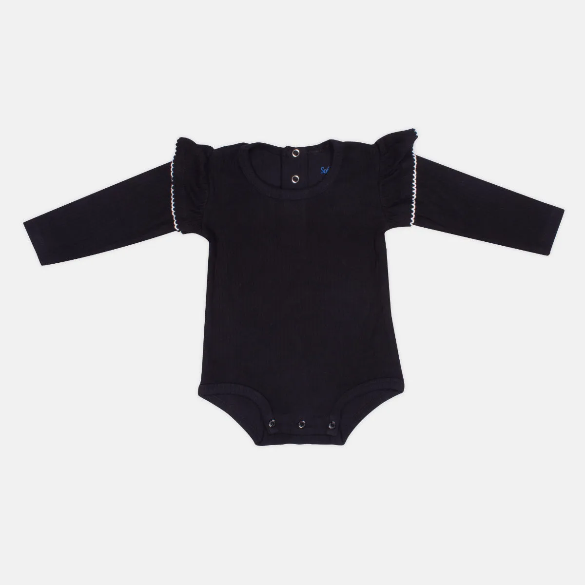 Pack of 2 Black & White Ribbed Bodysuits with Frills