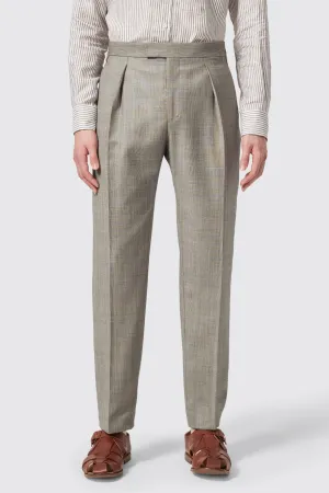 Patrick Tailored Fit Grey Check Wool Trousers - ARCHIVE