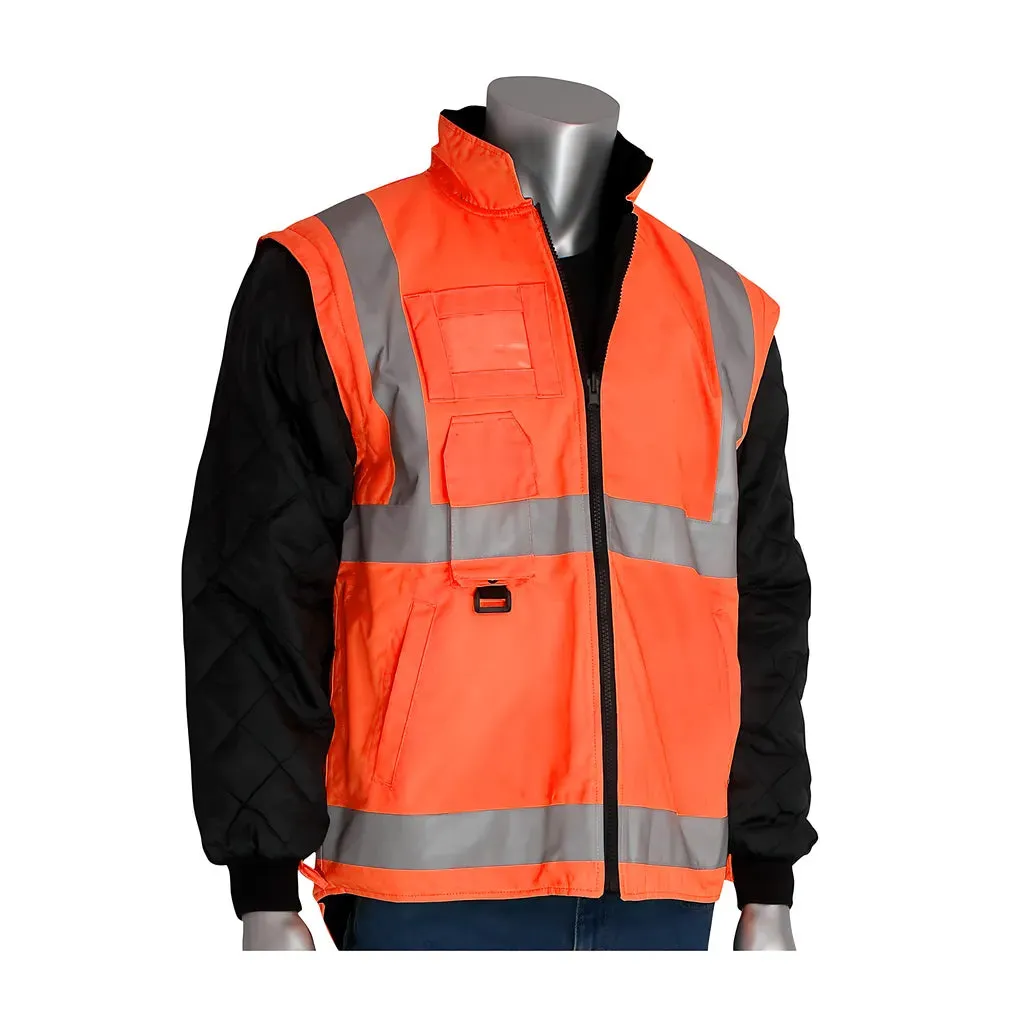 PIP 343-1756-OR/L ANSI Type R Class 3 7-in-1 All Conditions Coat with Inner Jacket and Vest Combination