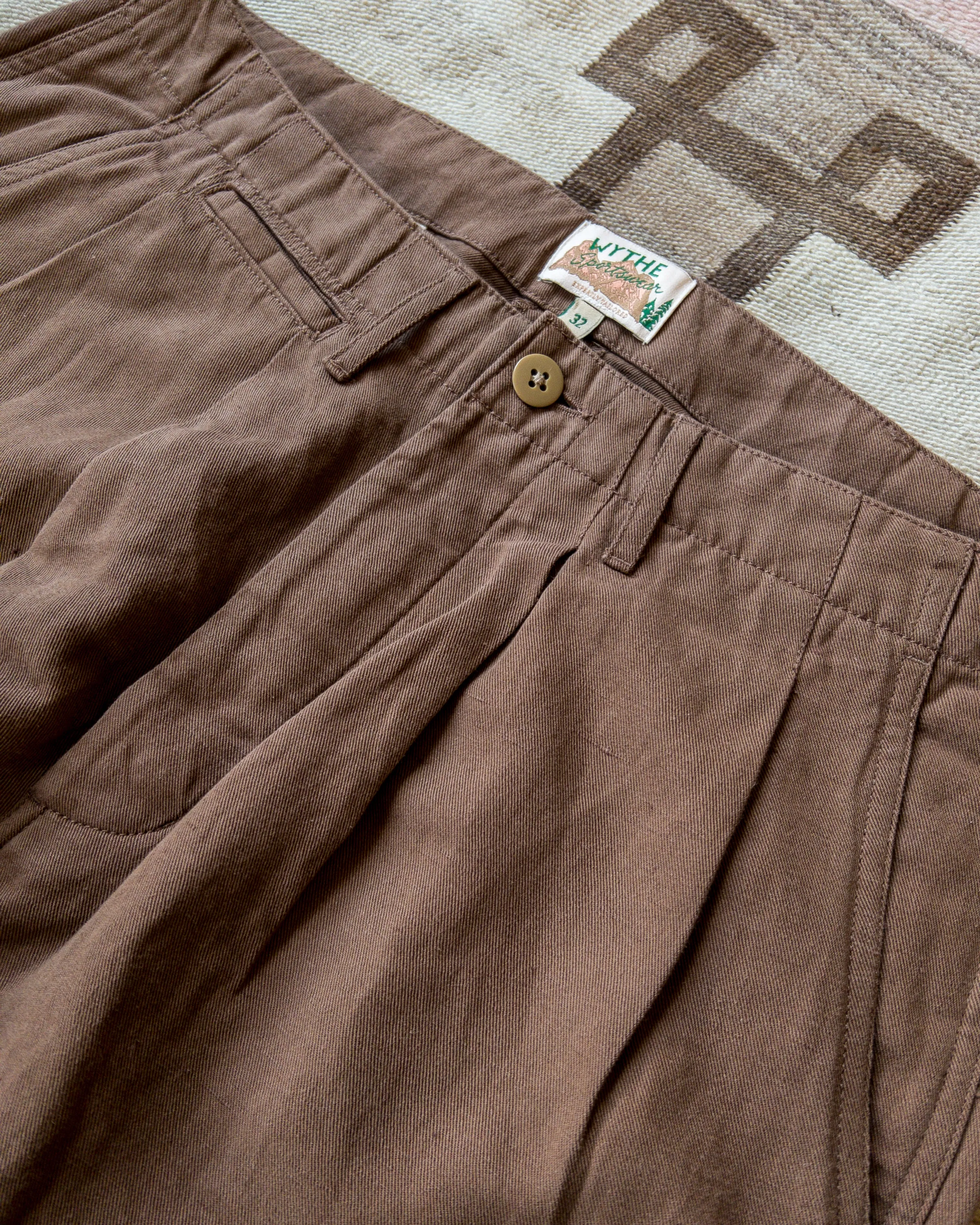 Pleated Cotton Linen Twill Chino - Churro Brown