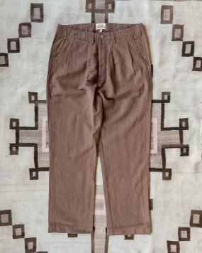 Pleated Cotton Linen Twill Chino - Churro Brown