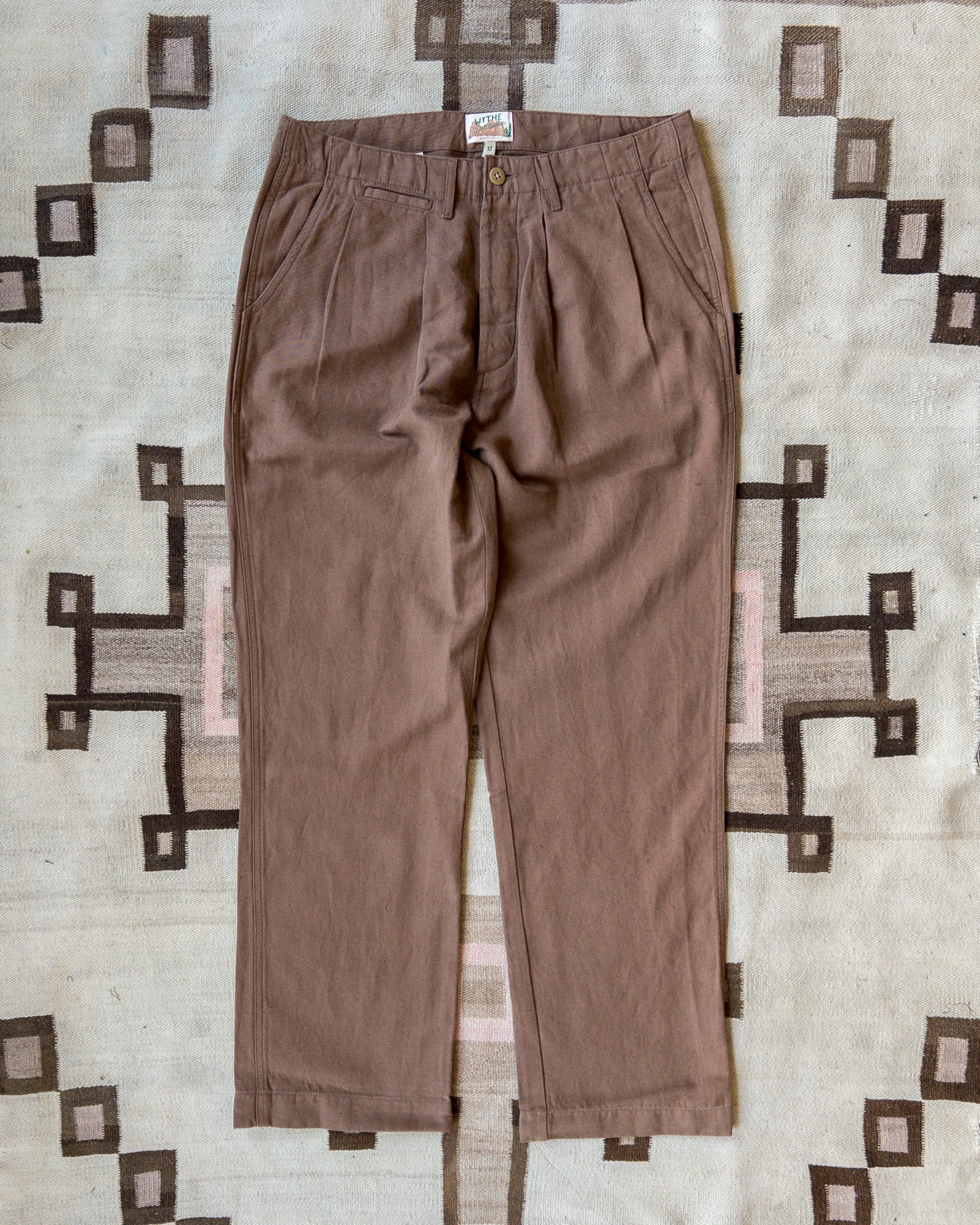 Pleated Cotton Linen Twill Chino - Churro Brown