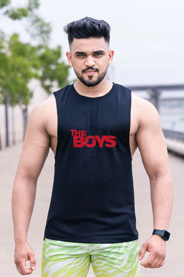 QUIRKY GYM VEST BLACK - THE BOYS