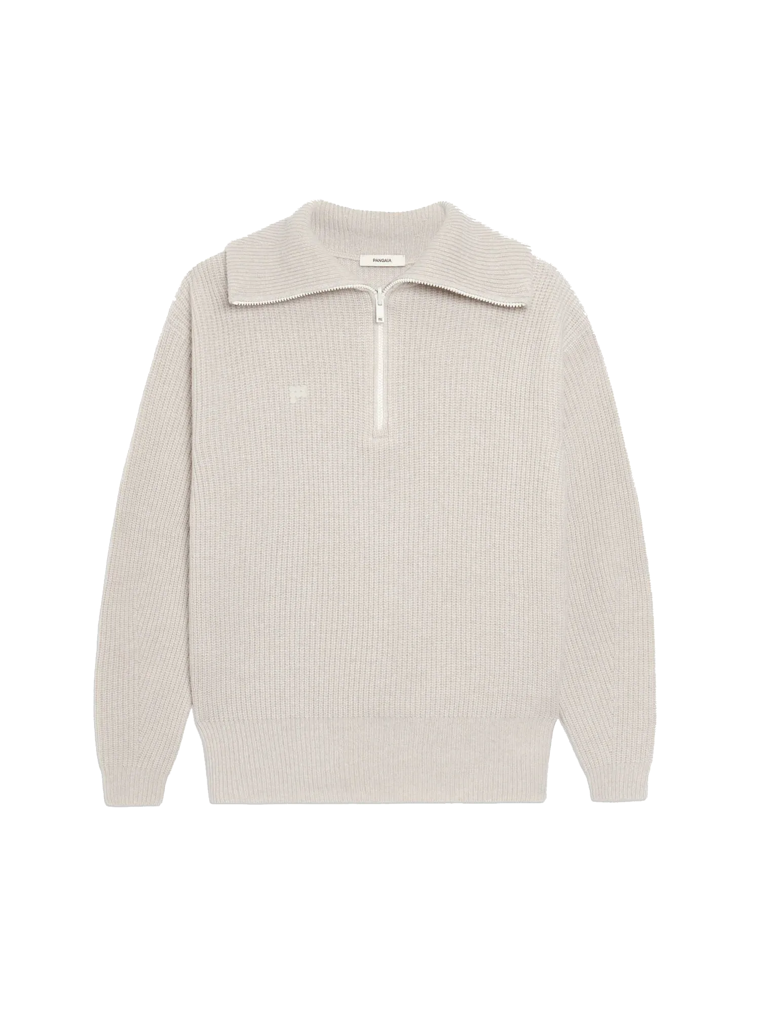 Recycled Cashmere Half Zip Sweater—oatmeal