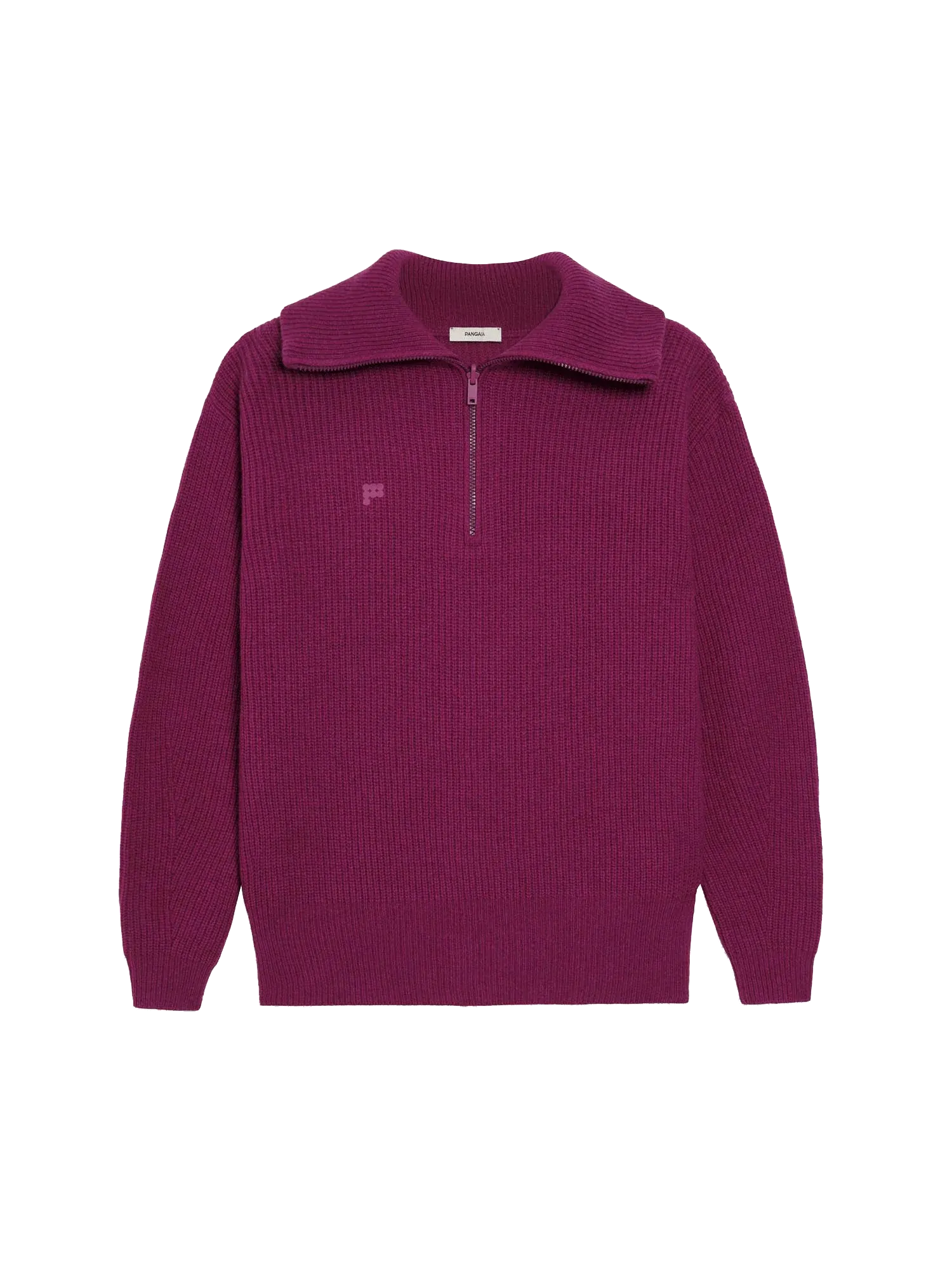 Recycled Cashmere Half Zip Sweater—plum purple