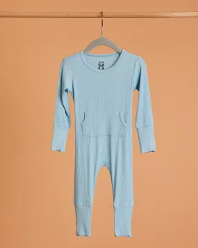 Ribbed romper - Sky