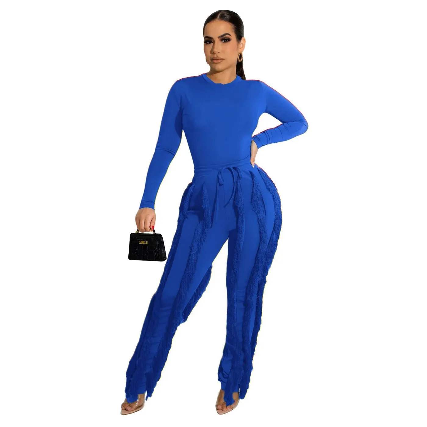 RQR Long Sleeve Bodysuit Tassel Pant Set