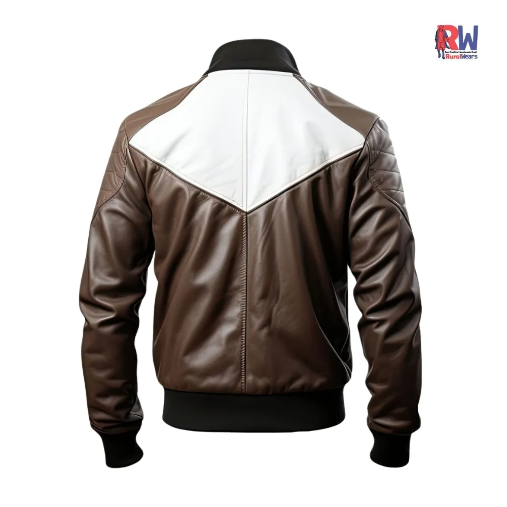 RW Authentic Sheepskin MEN’S SHEEPSKIN BASEBALL LEATHER BOMBER JACKET