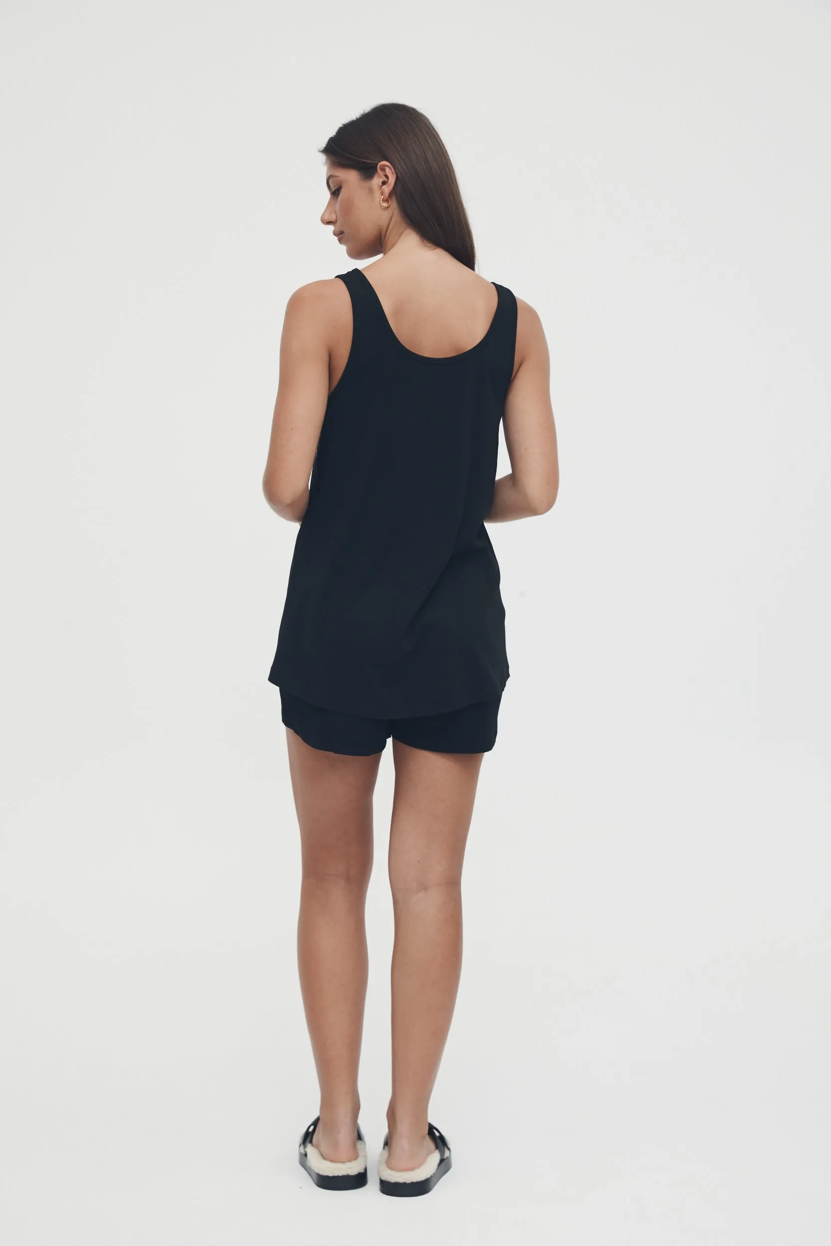 Scoop Neck Rib Tank (Black)