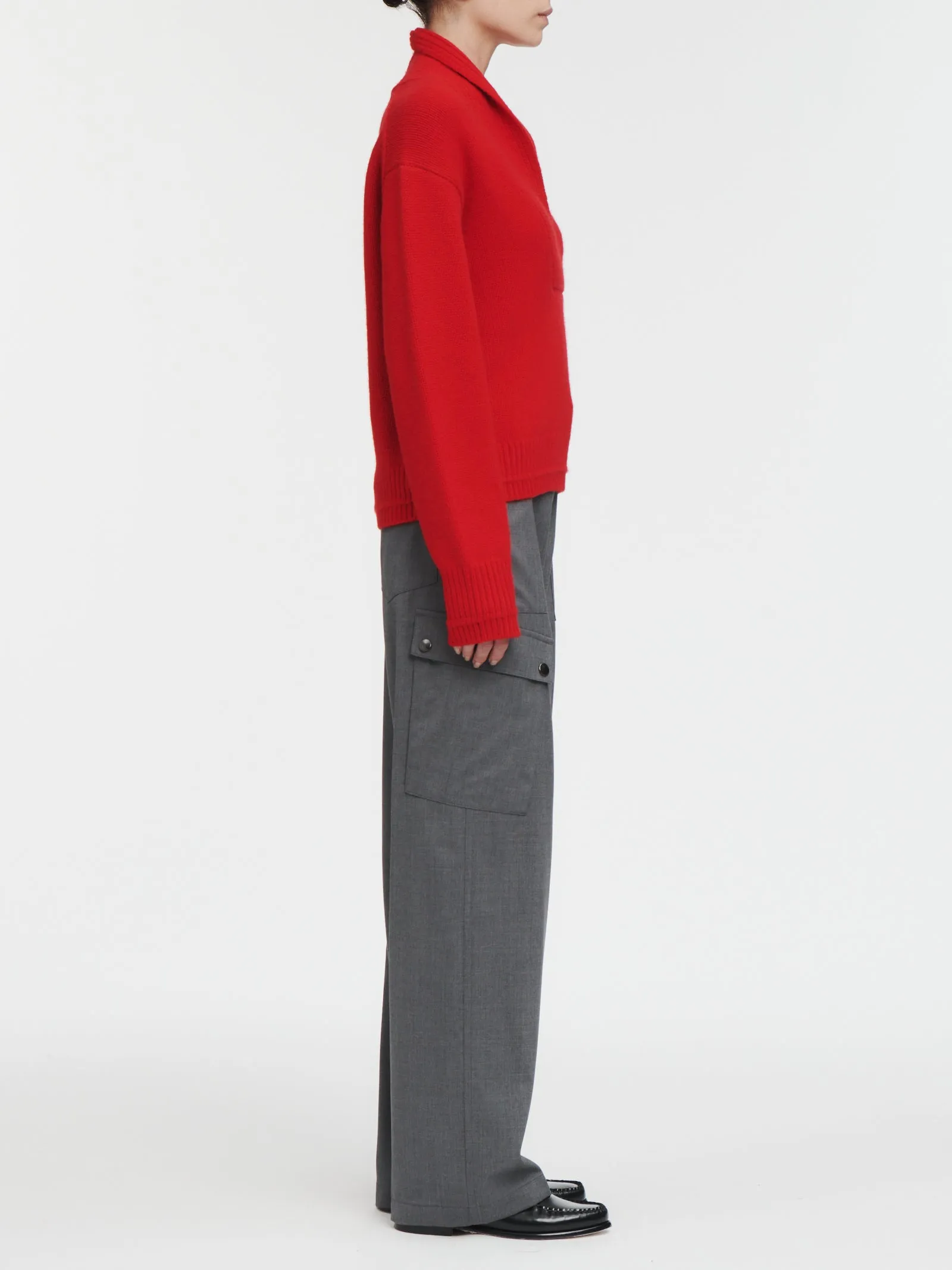 Shawl Collar Sweater in Red Lacquer