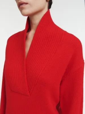 Shawl Collar Sweater in Red Lacquer